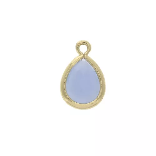 Faceted drop-shaped charm 7x11.5 mm Gold Tone / Opaque Blue x1