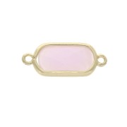 Faceted rectangular spacer 2 loops 14x9 mm Gold Tone / Opaque Pink x1