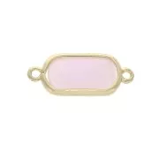 Faceted rectangular spacer 2 loops 14x9 mm Gold Tone / Opaque Pink x1