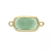 Faceted rectangular spacer 2 loops 14x9 mm Gold Tone / Opaque Green x1