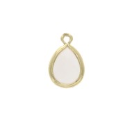 Faceted drop-shaped charm 7x11.5 mm Gold Tone / Opaque White x1|raw }}