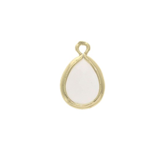 Faceted drop-shaped charm 7x11.5 mm Gold Tone / Opaque White x1