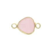 Faceted drop-shaped spacer 2 loops 14x9 mm Gold Tone / Opaque Pink x1|raw }}