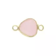 Faceted drop-shaped spacer 2 loops 14x9 mm Gold Tone / Opaque Pink x1