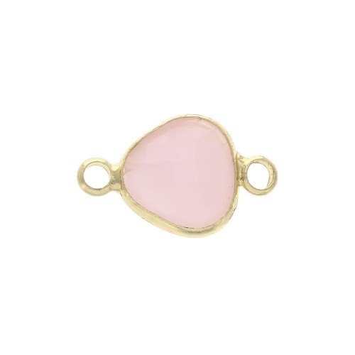 Faceted drop-shaped spacer 2 loops 14x9 mm Gold Tone / Opaque Pink x1