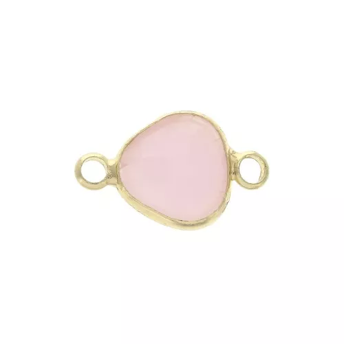 Faceted drop-shaped spacer 2 loops 14x9 mm Gold Tone / Opaque Pink x1