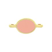 Oval spacer 2 loops in zamac and epoxy resin 16x8 mm Gold Tone / Pink x1|raw }}