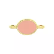 Oval spacer 2 loops in zamac and epoxy resin 16x8 mm Gold Tone / Pink x1