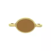 Oval spacer 2 loops in zamac and epoxy resin 16x8 mm Gold Tone / Ochre x1