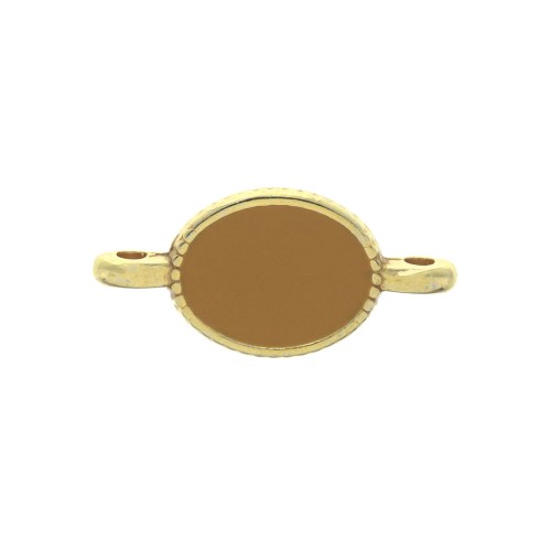 Oval spacer 2 loops in zamac and epoxy resin 16x8 mm Gold Tone / Ochre x1