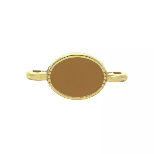 Oval spacer 2 loops in zamac and epoxy resin 16x8 mm Gold Tone / Ochre x1