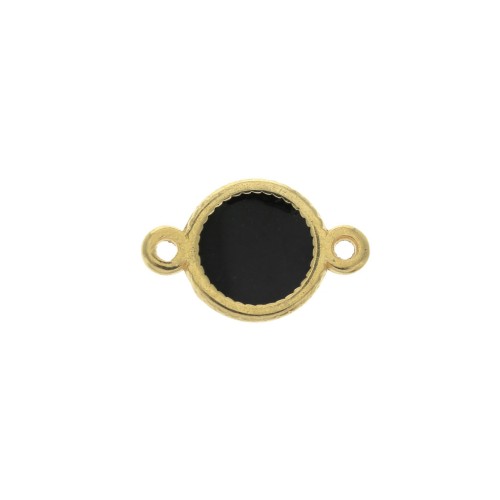Round spacer 2 loops in zamac and epoxy resin 13x8 mm Gold Tone / Black x1