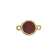 Round spacer 2 loops in zamac and epoxy resin 13x8 mm Gold Tone / burgundy x1