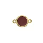 Round spacer 2 loops in zamac and epoxy resin 13x8 mm Gold Tone / burgundy x1