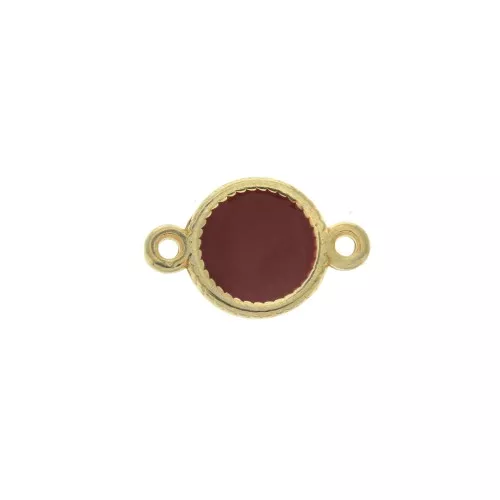 Round spacer 2 loops in zamac and epoxy resin 13x8 mm Gold Tone / burgundy x1