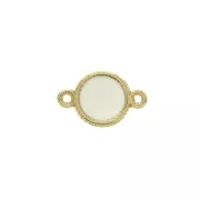 Round spacer 2 loops in zamac and epoxy resin 13x8 mm Gold Tone / Ivory x1