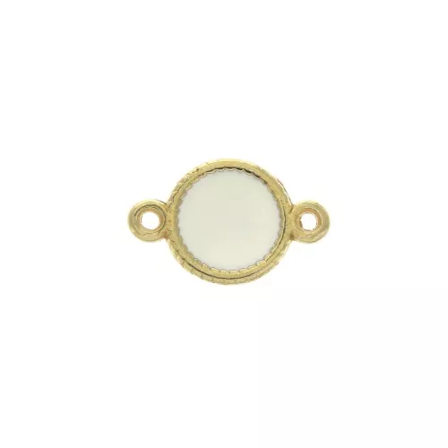 Round spacer 2 loops in zamac and epoxy resin 13x8 mm Gold Tone / Ivory x1