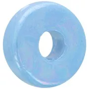 Heishi ceramic bead roundel 15 mm Light blue iridescent x1