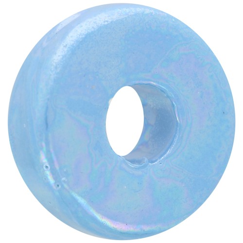 Heishi ceramic bead roundel 15 mm Light blue iridescent x1