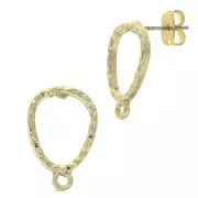 Zamac drop hammered effect earstuds with closed loop 11x17mm Gold Tone x2