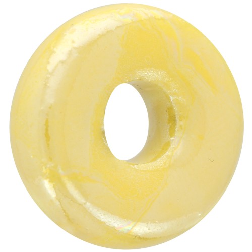 Heishi ceramic bead roundel 15 mm Iridescent yellow x1