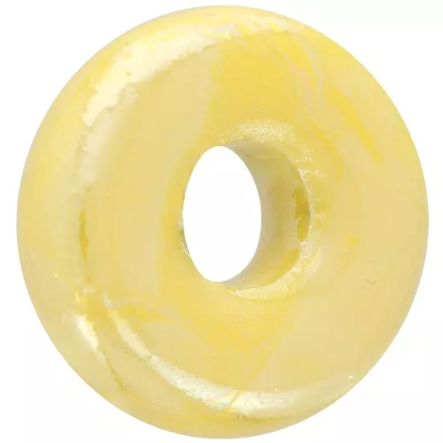 Heishi ceramic bead roundel 15 mm Iridescent yellow x1