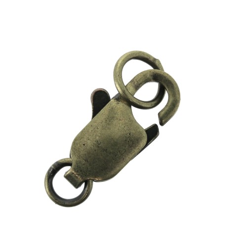 Extended lobster clasp with closed rings 12 mm bronze x1