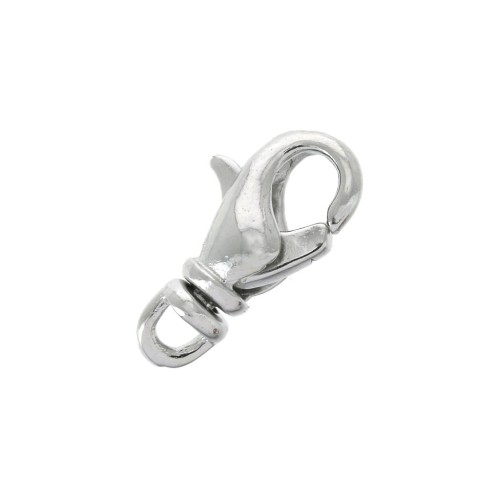 Clasp - lobster claw with a rotating loop 12 mm Rhodium Tone x1