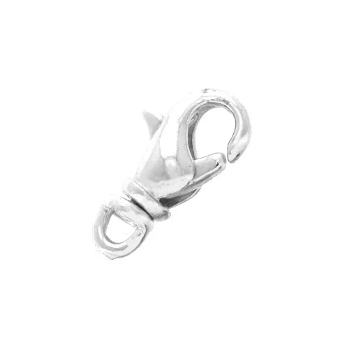 Clasp - lobster claw with a rotating loop 12 mm Fine silver plating x1