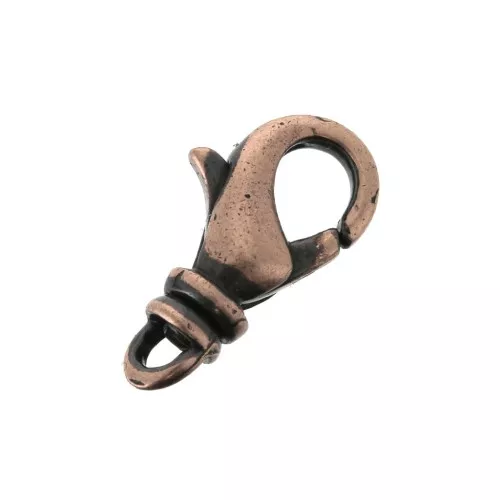 Clasp - lobster claw with a rotating loop 14 mm Antique Copper Tone x1
