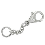 Clasp - lobster claw with extension chain 10 mm Rhodium Tone x5|raw }}