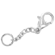 Clasp - lobster claw with extension chain 10 mm Fine silver plating x5|raw }}