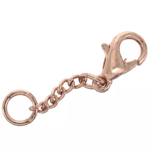 Clasp - lobster claw with extension chain 10 mm Rose Gold Tone x5