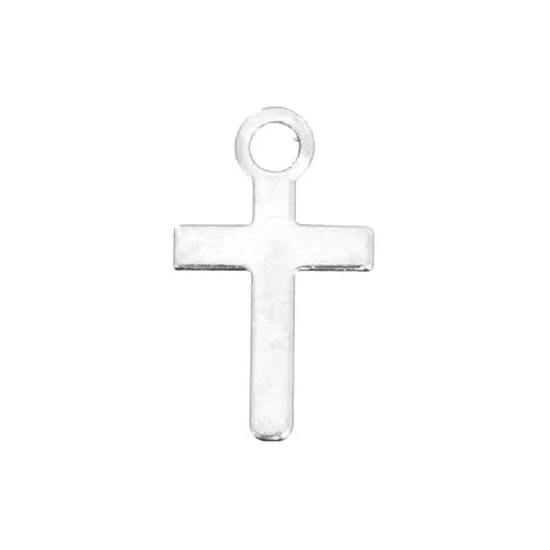 10 mm cross charm for DIY jewelry creation - Fine silver plating x6