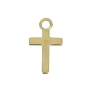 10 mm cross charm for DIY jewelry creation - Fine Gold plated x6