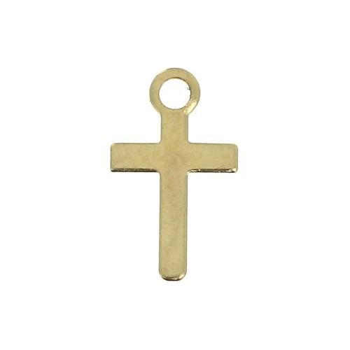 10 mm cross charm for DIY jewelry creation - Fine Gold plated x6