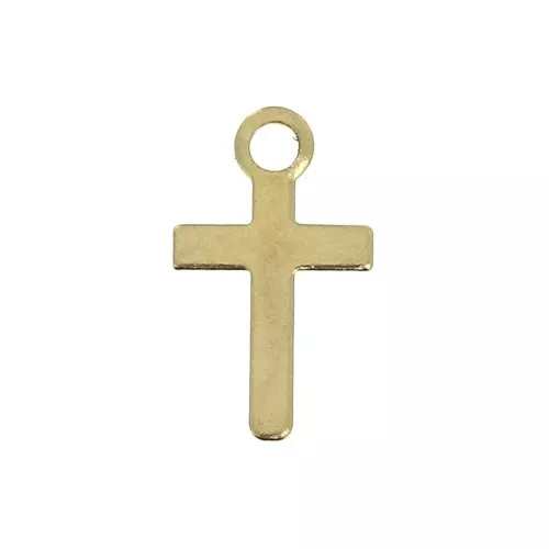 10 mm cross charm for DIY jewelry creation - Fine Gold plated x6