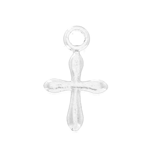 11x6 mm cross charm for DIY jewelry creation - Fine silver plating x6