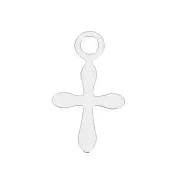 11x6 mm cross charm for DIY jewelry creation - Fine silver plating x6
