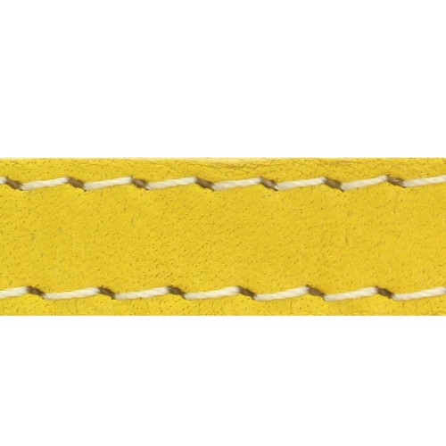 Flat Leather Lace - Stitched Leather crust 10 mm - Yellow x 1m