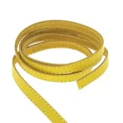 Flat Leather Lace - Stitched Leather crust 10 mm - Yellow x 1m