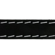 Flat Leather Lace - Stitched Leather crust 10 mm - Black x 1m
