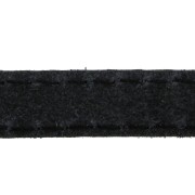 Flat Leather Lace - Stitched Leather crust 10 mm - Black x 1m