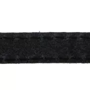 Flat Leather Lace - Stitched Leather crust 10 mm - Black x 1m
