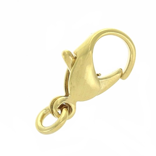 Lobster clasp 14 mm with jumpring open - 3 micron gold plated x1
