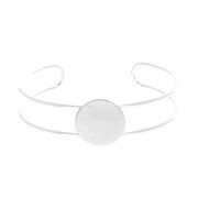 Bracelet base with pad for 20 mm flat back cabochon - Fine silver plating x1