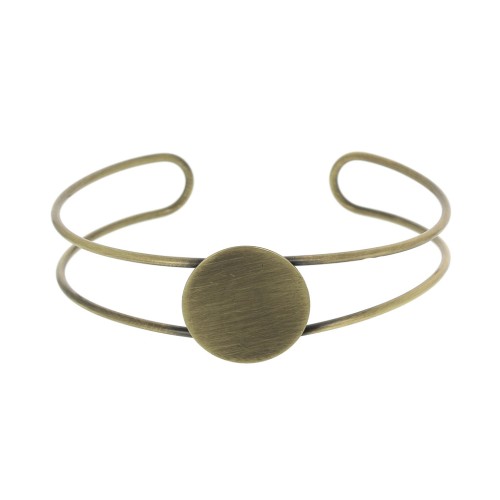 Bracelet base with pad for 20 mm flat back cabochon - Bronze Tone x1