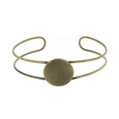 Bracelet base with pad for 20 mm flat back cabochon - Bronze Tone x1