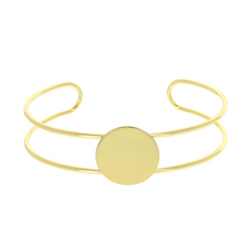 Bracelet base with pad for 20 mm flat back cabochon - Fine Gold Plated x1