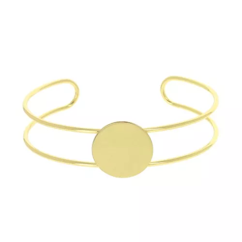 Bracelet base with pad for 20 mm flat back cabochon - Fine Gold Plated x1